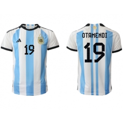 Argentina Nicolas Otamendi #19 Hemmatröja VM 2022 Kortärmad