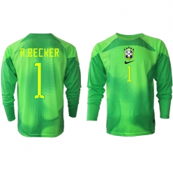 Brasilien Alisson Becker #1 Målvakt Bortatröja VM 2022 Långärmad