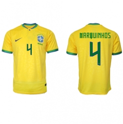 Brasilien Marquinhos #4 Hemmatröja VM 2022 Kortärmad