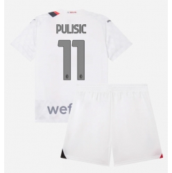 Fotbollsset Barn AC Milan Christian Pulisic #11 Bortatröja 2023-24 Mini-Kit Kortärmad (+ korta byxor)