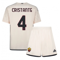 Fotbollsset Barn AS Roma Bryan Cristante #4 Bortatröja 2023-24 Mini-Kit Kortärmad (+ korta byxor)