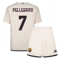 Fotbollsset Barn AS Roma Lorenzo Pellegrini #7 Bortatröja 2023-24 Mini-Kit Kortärmad (+ korta byxor)