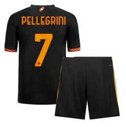 Fotbollsset Barn AS Roma Lorenzo Pellegrini #7 Tredje Tröja 2023-24 Mini-Kit Kortärmad (+ korta byxor)