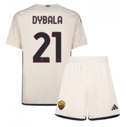 Fotbollsset Barn AS Roma Paulo Dybala #21 Bortatröja 2023-24 Mini-Kit Kortärmad (+ korta byxor)