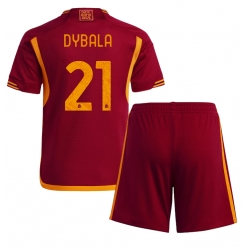 Fotbollsset Barn AS Roma Paulo Dybala #21 Hemmatröja 2023-24 Mini-Kit Kortärmad (+ korta byxor)