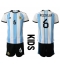 Fotbollsset Barn Argentina German Pezzella #6 Hemmatröja VM 2022 Mini-Kit Kortärmad (+ korta byxor)