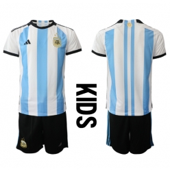 Fotbollsset Barn Argentina Hemmatröja VM 2022 Mini-Kit Kortärmad (+ korta byxor)