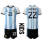 Fotbollsset Barn Argentina Lautaro Martinez #22 Hemmatröja VM 2022 Mini-Kit Kortärmad (+ korta byxor)