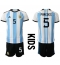 Fotbollsset Barn Argentina Leandro Paredes #5 Hemmatröja VM 2022 Mini-Kit Kortärmad (+ korta byxor)