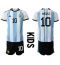 Fotbollsset Barn Argentina Lionel Messi #10 Hemmatröja VM 2022 Mini-Kit Kortärmad (+ korta byxor)