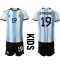 Fotbollsset Barn Argentina Nicolas Otamendi #19 Hemmatröja VM 2022 Mini-Kit Kortärmad (+ korta byxor)