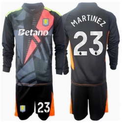 Fotbollsset Barn Aston Villa Emiliano Martinez #23 Målvakt Bortatröja 2024-25 Mini-Kit Långärmad (+ korta byxor)