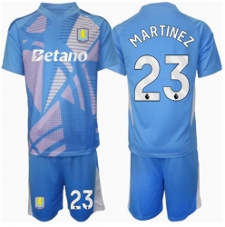 Fotbollsset Barn Aston Villa Emiliano Martinez #23 Målvakt Tredje Tröja 2024-25 Mini-Kit Kortärmad (+ korta byxor)