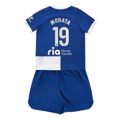 Fotbollsset Barn Atletico Madrid Alvaro Morata #19 Bortatröja 2023-24 Mini-Kit Kortärmad (+ korta byxor)