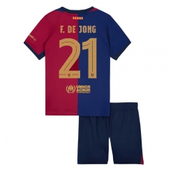 Fotbollsset Barn Barcelona Frenkie de Jong #21 Hemmatröja 2024-25 Mini-Kit Kortärmad (+ korta byxor)