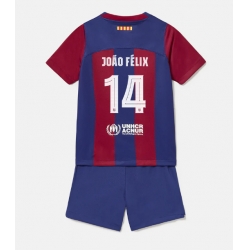 Fotbollsset Barn Barcelona Joao Felix #14 Hemmatröja 2023-24 Mini-Kit Kortärmad (+ korta byxor)