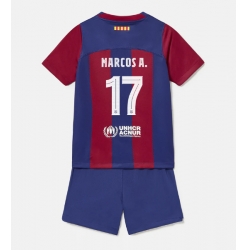 Fotbollsset Barn Barcelona Marcos Alonso #17 Hemmatröja 2023-24 Mini-Kit Kortärmad (+ korta byxor)