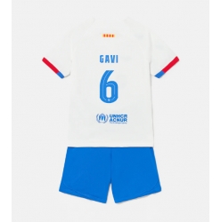 Fotbollsset Barn Barcelona Paez Gavi #6 Bortatröja 2023-24 Mini-Kit Kortärmad (+ korta byxor)