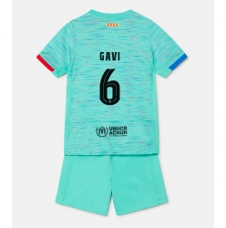 Fotbollsset Barn Barcelona Paez Gavi #6 Tredje Tröja 2023-24 Mini-Kit Kortärmad (+ korta byxor)