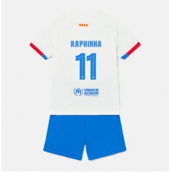 Fotbollsset Barn Barcelona Raphinha Belloli #11 Bortatröja 2023-24 Mini-Kit Kortärmad (+ korta byxor)
