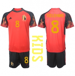 Fotbollsset Barn Belgien Youri Tielemans #8 Hemmatröja VM 2022 Mini-Kit Kortärmad (+ korta byxor)