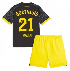 Fotbollsset Barn Borussia Dortmund Donyell Malen #21 Bortatröja 2023-24 Mini-Kit Kortärmad (+ korta byxor)