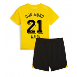 Fotbollsset Barn Borussia Dortmund Donyell Malen #21 Hemmatröja 2023-24 Mini-Kit Kortärmad (+ korta byxor)