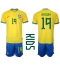 Fotbollsset Barn Brasilien Antony #19 Hemmatröja VM 2022 Mini-Kit Kortärmad (+ korta byxor)