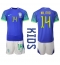 Fotbollsset Barn Brasilien Eder Militao #14 Bortatröja VM 2022 Mini-Kit Kortärmad (+ korta byxor)