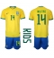 Fotbollsset Barn Brasilien Eder Militao #14 Hemmatröja VM 2022 Mini-Kit Kortärmad (+ korta byxor)