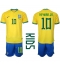 Fotbollsset Barn Brasilien Neymar Jr #10 Hemmatröja VM 2022 Mini-Kit Kortärmad (+ korta byxor)