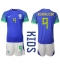 Fotbollsset Barn Brasilien Richarlison #9 Bortatröja VM 2022 Mini-Kit Kortärmad (+ korta byxor)