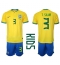 Fotbollsset Barn Brasilien Thiago Silva #3 Hemmatröja VM 2022 Mini-Kit Kortärmad (+ korta byxor)