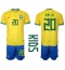 Fotbollsset Barn Brasilien Vinicius Junior #20 Hemmatröja VM 2022 Mini-Kit Kortärmad (+ korta byxor)