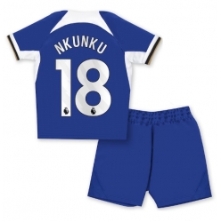 Fotbollsset Barn Chelsea Christopher Nkunku #18 Hemmatröja 2023-24 Mini-Kit Kortärmad (+ korta byxor)