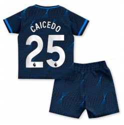 Fotbollsset Barn Chelsea Moises Caicedo #25 Bortatröja 2023-24 Mini-Kit Kortärmad (+ korta byxor)