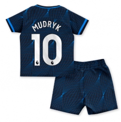 Fotbollsset Barn Chelsea Mykhailo Mudryk #10 Bortatröja 2023-24 Mini-Kit Kortärmad (+ korta byxor)