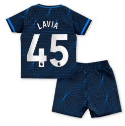 Fotbollsset Barn Chelsea Romeo Lavia #45 Bortatröja 2023-24 Mini-Kit Kortärmad (+ korta byxor)