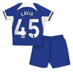 Fotbollsset Barn Chelsea Romeo Lavia #45 Hemmatröja 2023-24 Mini-Kit Kortärmad (+ korta byxor)