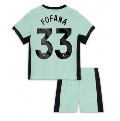 Fotbollsset Barn Chelsea Wesley Fofana #33 Tredje Tröja 2023-24 Mini-Kit Kortärmad (+ korta byxor)