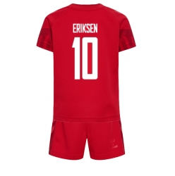 Fotbollsset Barn Danmark Christian Eriksen #10 Hemmatröja VM 2022 Mini-Kit Kortärmad (+ korta byxor)
