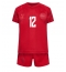 Fotbollsset Barn Danmark Kasper Dolberg #12 Hemmatröja VM 2022 Mini-Kit Kortärmad (+ korta byxor)