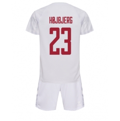 Fotbollsset Barn Danmark Pierre-Emile Hojbjerg #23 Bortatröja VM 2022 Mini-Kit Kortärmad (+ korta byxor)