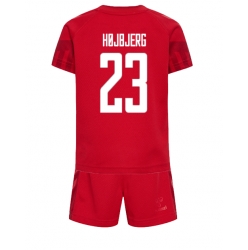 Fotbollsset Barn Danmark Pierre-Emile Hojbjerg #23 Hemmatröja VM 2022 Mini-Kit Kortärmad (+ korta byxor)
