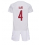 Fotbollsset Barn Danmark Simon Kjaer #4 Bortatröja VM 2022 Mini-Kit Kortärmad (+ korta byxor)