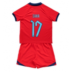 Fotbollsset Barn England Bukayo Saka #17 Bortatröja VM 2022 Mini-Kit Kortärmad (+ korta byxor)