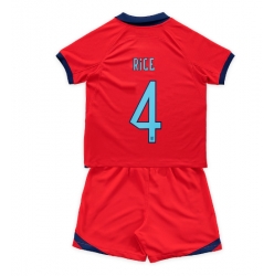 Fotbollsset Barn England Declan Rice #4 Bortatröja VM 2022 Mini-Kit Kortärmad (+ korta byxor)