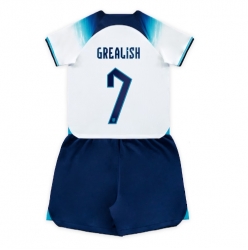 Fotbollsset Barn England Jack Grealish #7 Hemmatröja VM 2022 Mini-Kit Kortärmad (+ korta byxor)