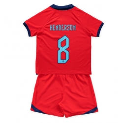 Fotbollsset Barn England Jordan Henderson #8 Bortatröja VM 2022 Mini-Kit Kortärmad (+ korta byxor)