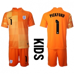 Fotbollsset Barn England Jordan Pickford #1 Målvakt Bortatröja VM 2022 Mini-Kit Kortärmad (+ korta byxor)